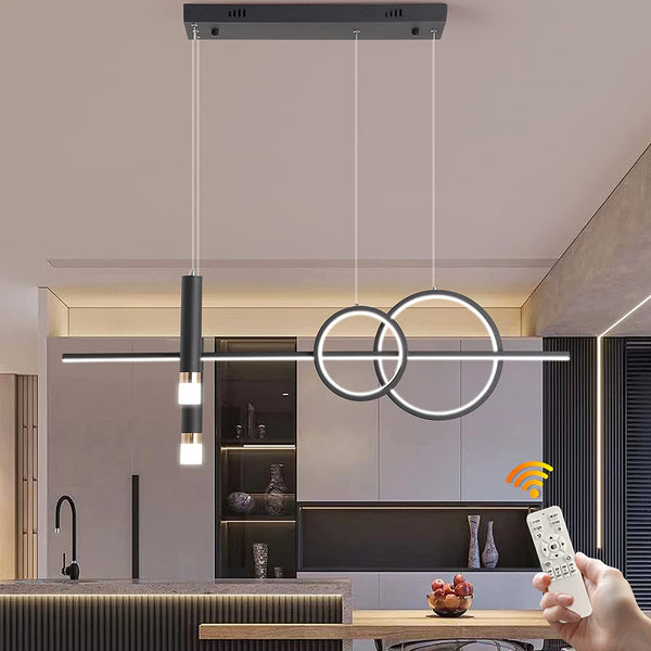 Garwarm Modern Black Dimmable LED Pendant Light with Remote