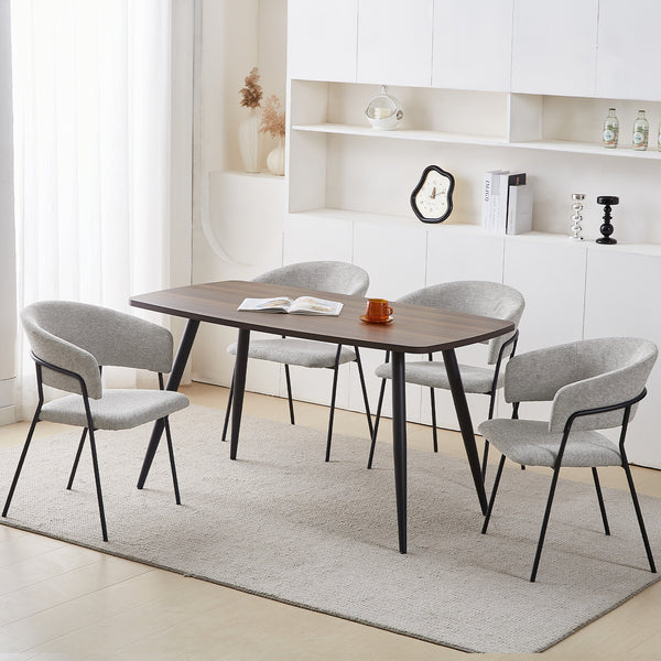 Matteo Set of 4 Light Grey/Dark Grey Modern Dining Chairs Fabric Upholstered Seat with Metal Legs