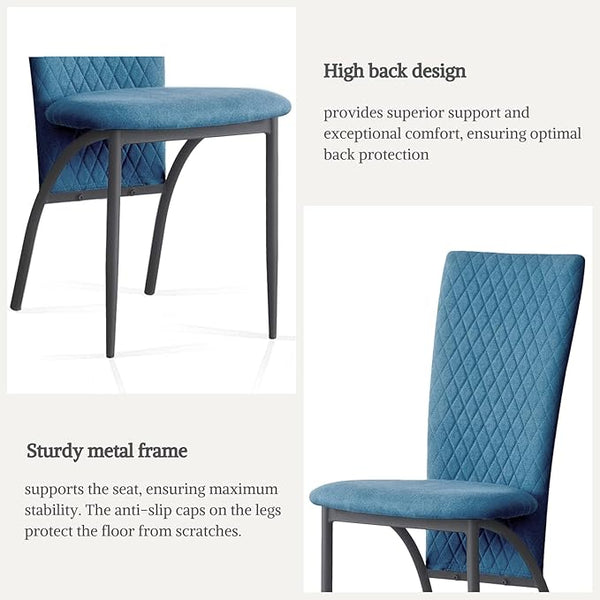 Matteo Dining Chairs High Backrest Upholstered Blue Set of 2 /4 /6 pcs