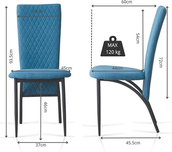 Matteo Dining Chairs High Backrest Upholstered Blue Set of 2 /4 /6 pcs