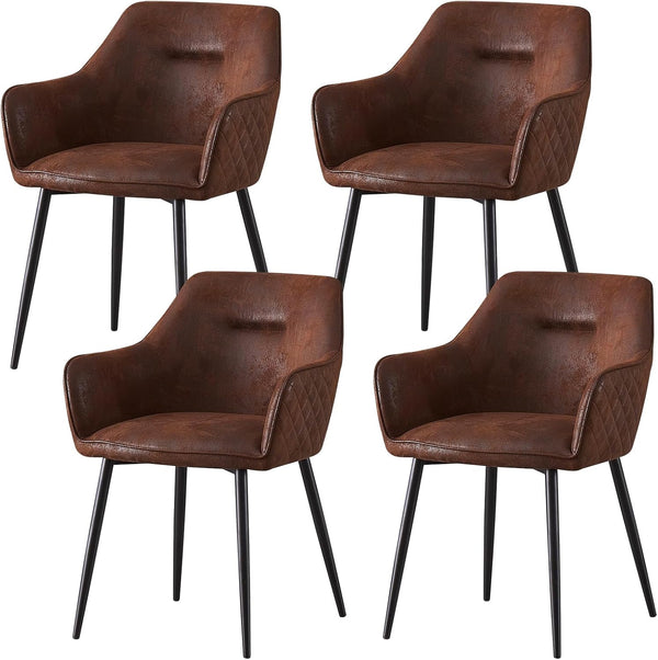 Matteo Brown Suede Fabric Dining Chairs with Matte Metal Legs for Kitchen and Living Room 2 /4 /6 pcs