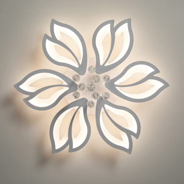 Garwarm 6-Head White Acrylic Flower Ceiling Light 56W LED Ceiling Lamp