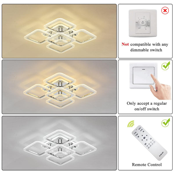 Garwarm LED Leaf Ceiling Light Chandeliers with Remote for Lounge Dining Room Kitchen