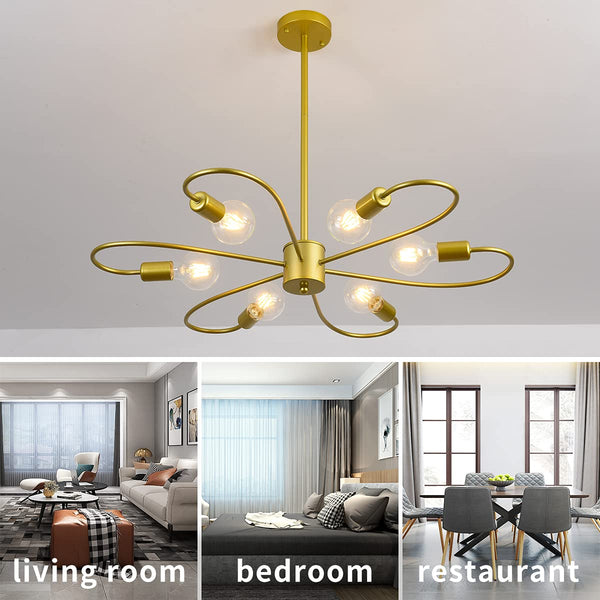 Garwarm 6-Light Irregular Mid-Century Modern Chandelier