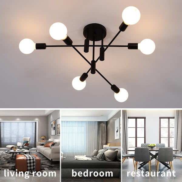 Garwarm 4/6 Lights Vintage Metal Chandelier for Living Room Bedroom Dining Room