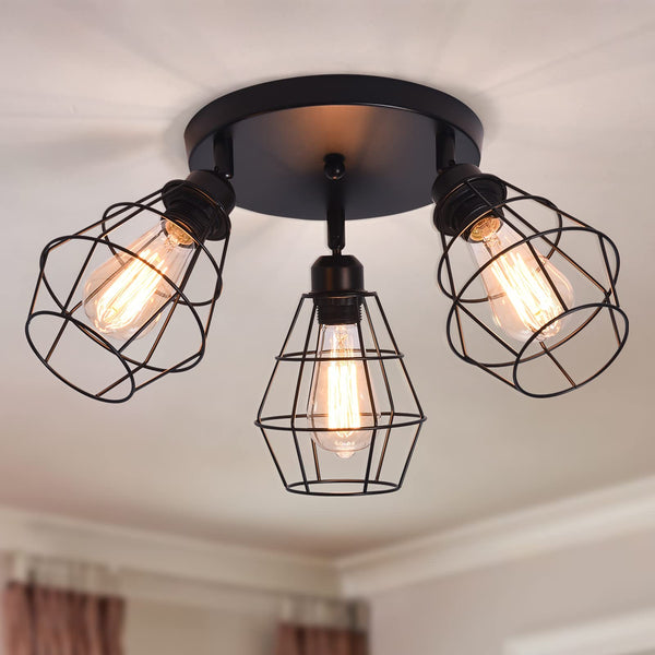 Garwarm 3 Way Black Industrial Ceiling Light