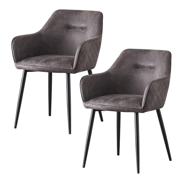 Matteo Grey Suede Fabric Dining Chairs with Matte Metal Legs for Kitchen and Living Room 2 /4 /6 pcs