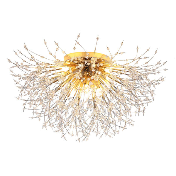 Garwarm Ceiling Chandelier, Modern LED Crystal Ceiling Lights 6/8 Lights Gold Chandelier Lighting for Bedroom Living Dining Room