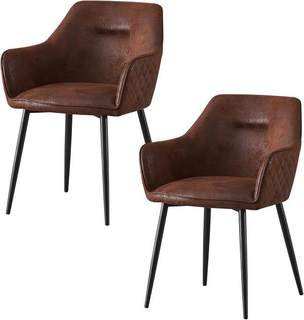 Matteo Brown Suede Fabric Dining Chairs with Matte Metal Legs for Kitchen and Living Room 2 /4 /6 pcs