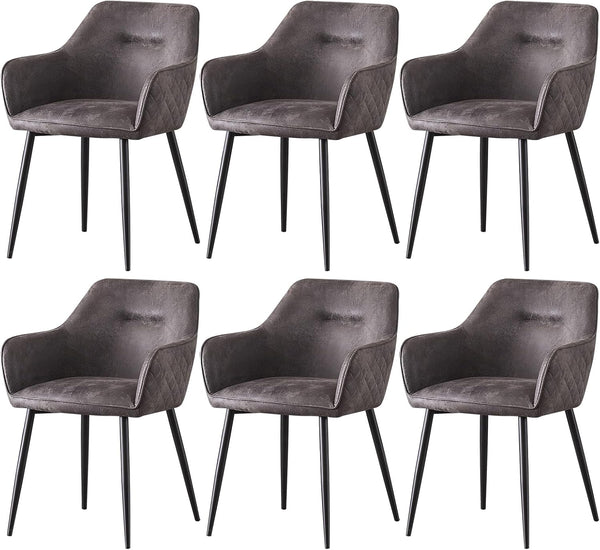 Matteo Grey Suede Fabric Dining Chairs with Matte Metal Legs for Kitchen and Living Room 2 /4 /6 pcs