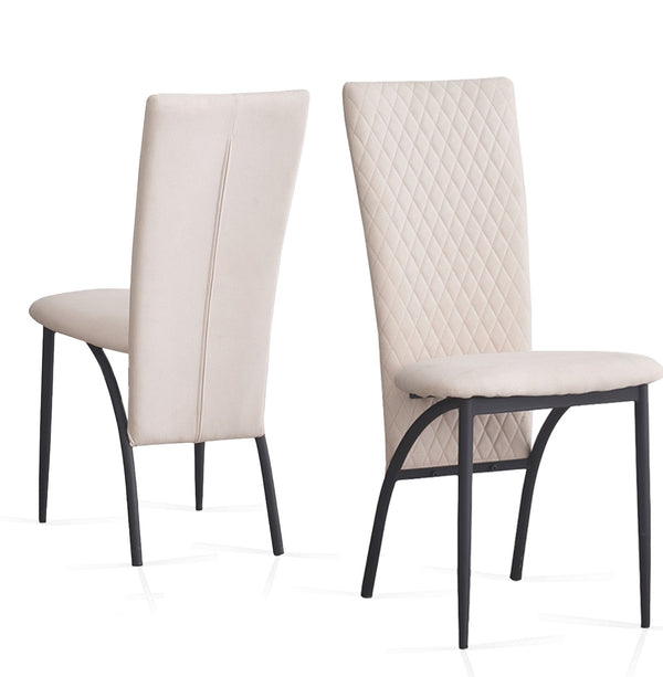 Matteo Dining Chairs High Backrest Upholstered Cream Set of 2 /4 /6 pcs