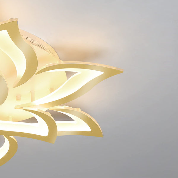 Garwarm 10 Petals Gold Modern LED Ceiling Light Dimmable Acrylic Flower Shape Chandelier