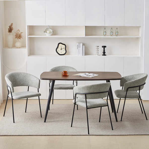 Matteo Set of 4 Light Grey/Dark Grey Modern Dining Chairs Fabric Upholstered Seat with Metal Legs