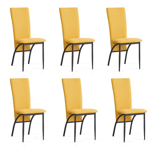 Matteo Dining Chairs High Backrest Upholstered Yellow Set of 2 /4 /6 pcs