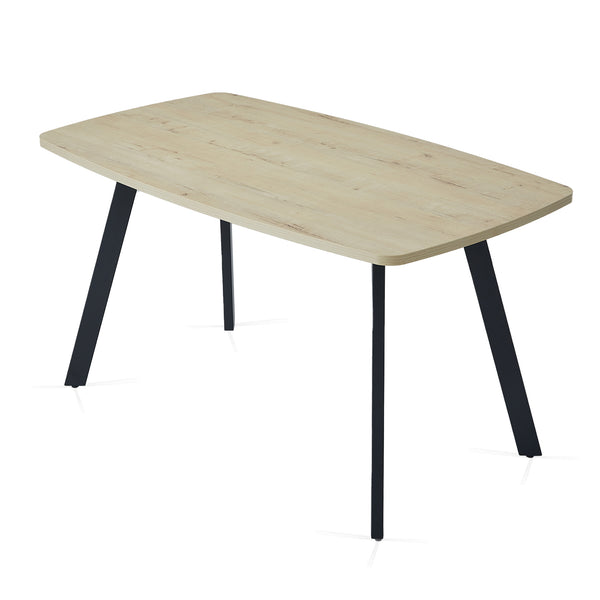 Matteo Brown/Biege 140 cm Dining Table, 4-6 Seater, Black Legs