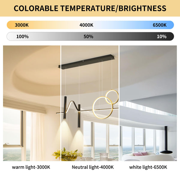 Garwarm Modern Dimmable Linear Wave LED Pendant Light