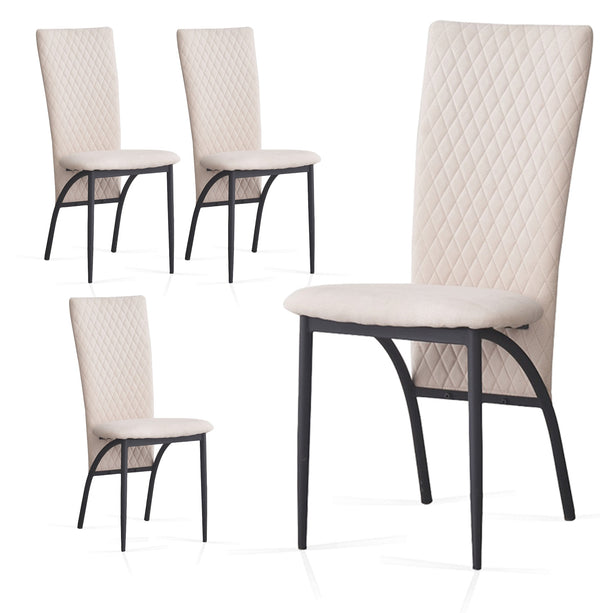 Matteo Dining Chairs High Backrest Upholstered Cream Set of 2 /4 /6 pcs