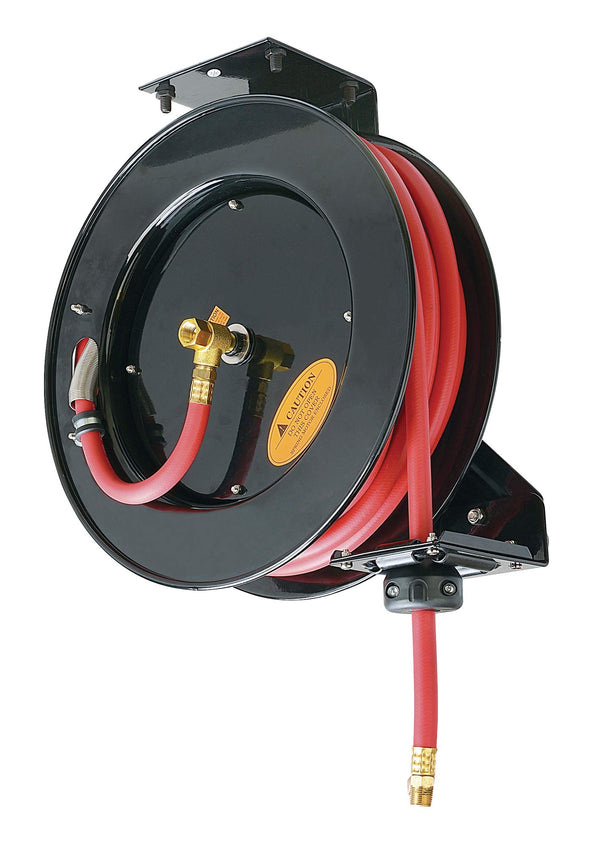 Umi. Air Hose Reel Retractable 7.5m 25' Feet x 3/8" Inch Connection Premium Commercial SBR Hose Max 300 Psi Steel Construction Wall Mounting Heavy Duty
