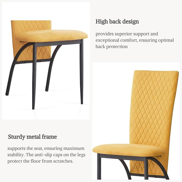 Matteo Dining Chairs High Backrest Upholstered Yellow Set of 2 /4 /6 pcs